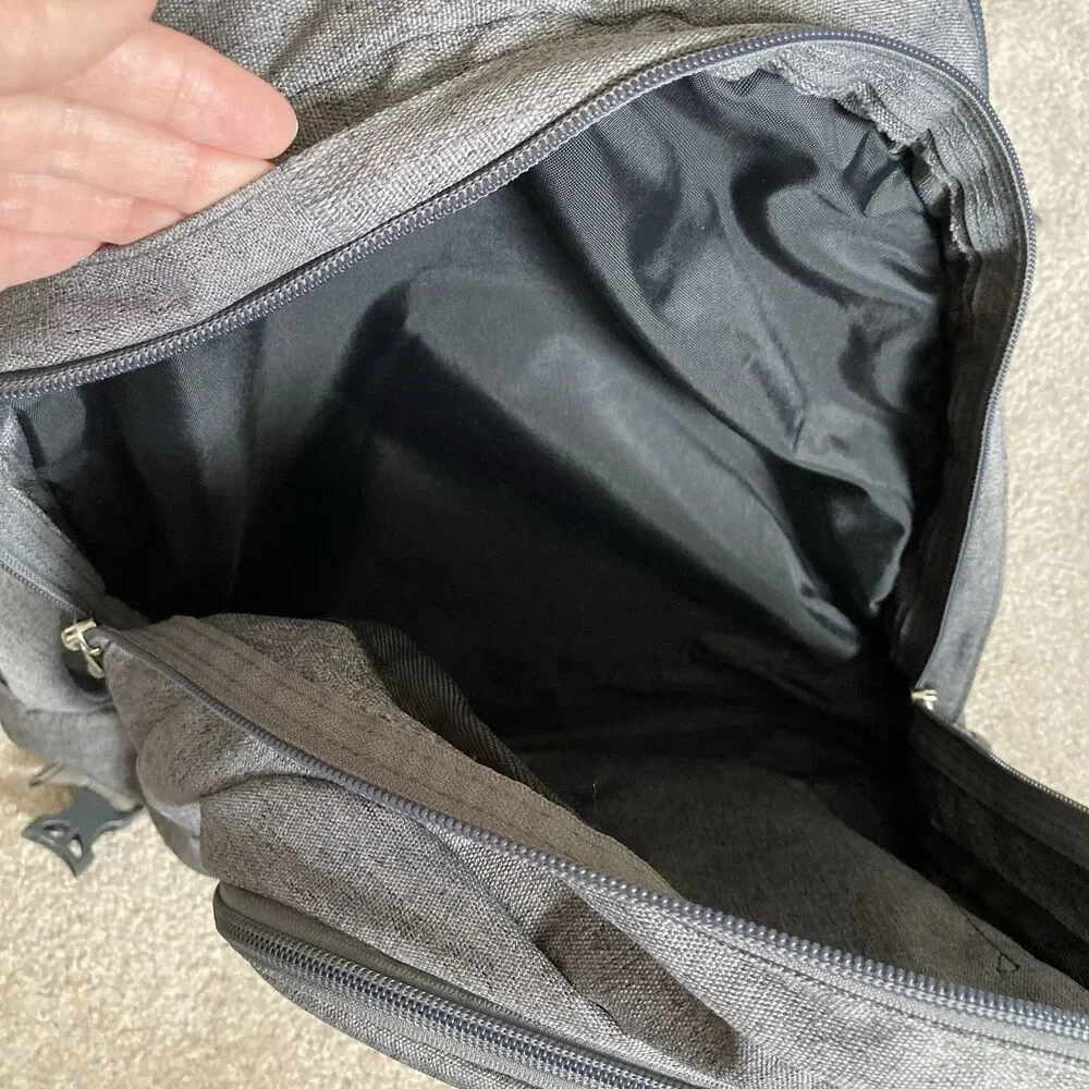 LL Bean Gray Large Backpack Laptop Travel Bag Pockets Shoe Compartment